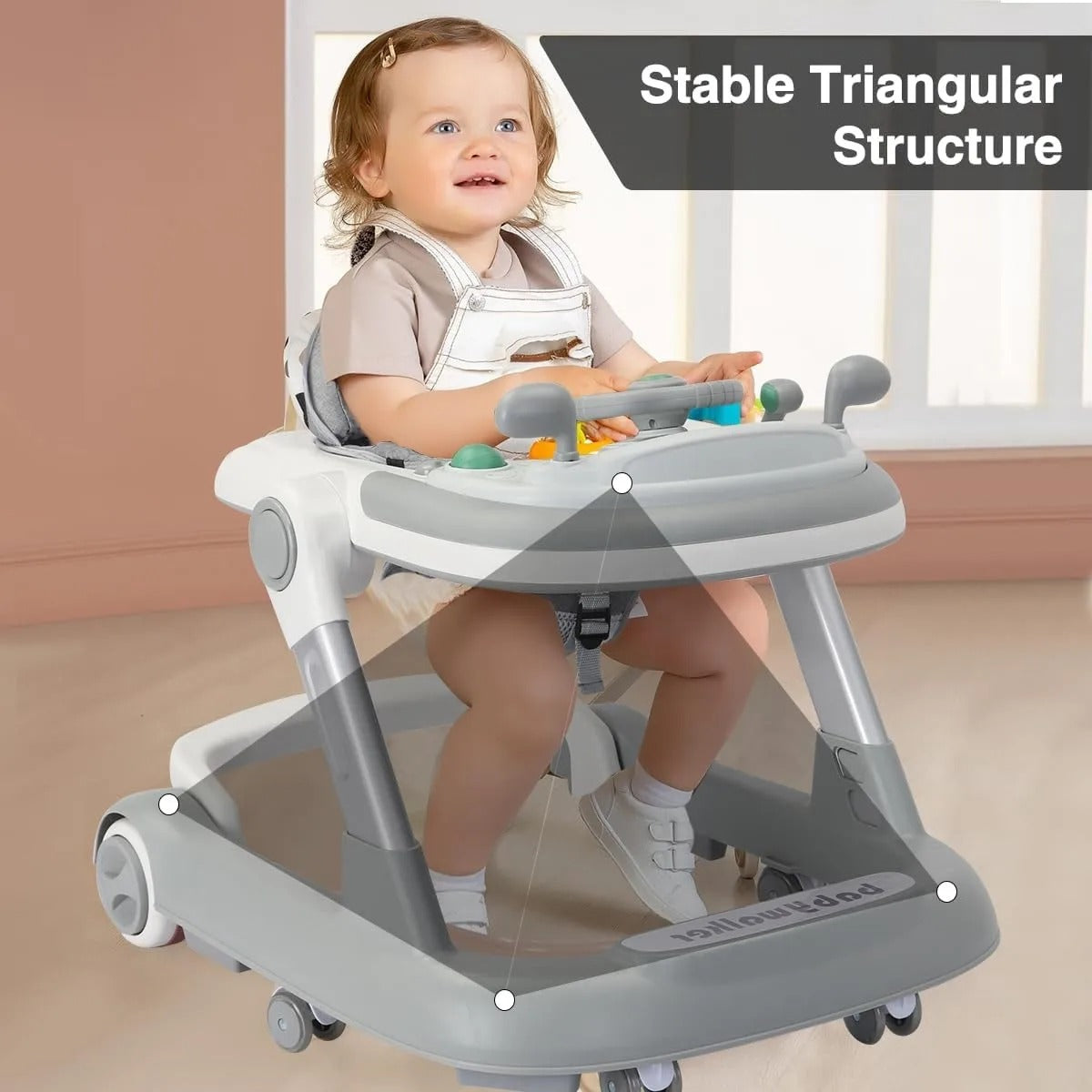 2-in-1 Baby Walker with Feeding & Music Tray