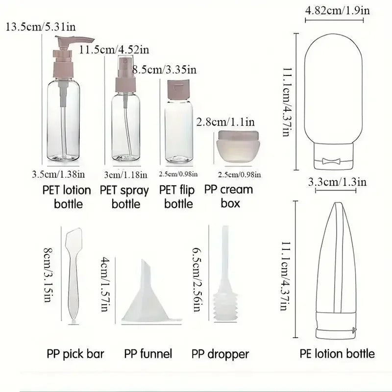 11-Piece Refillable Travel Bottle Set
