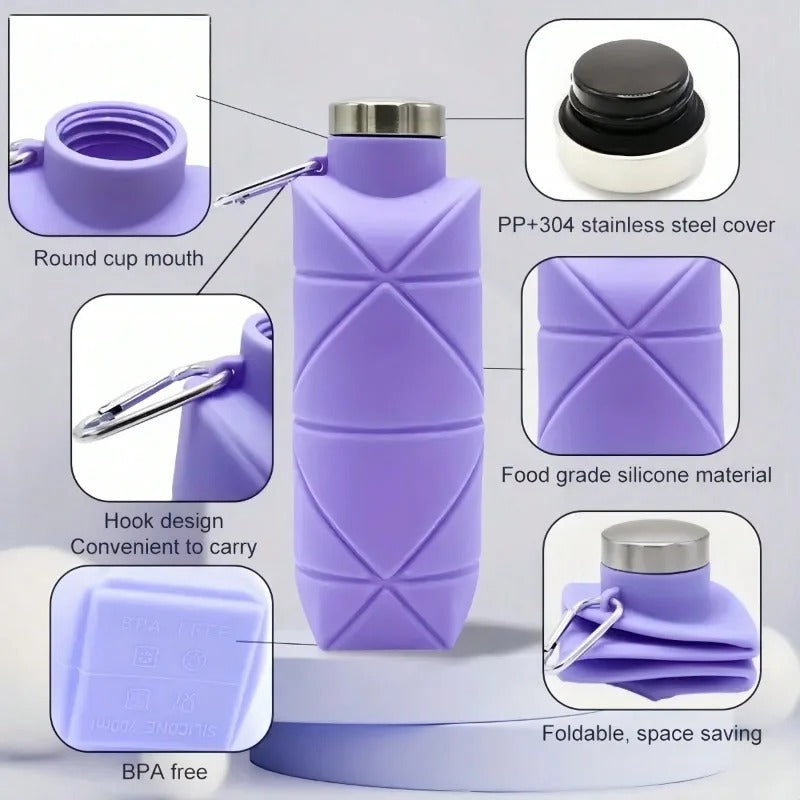 Collapsible Silicone Sports Water Bottle – 700ml